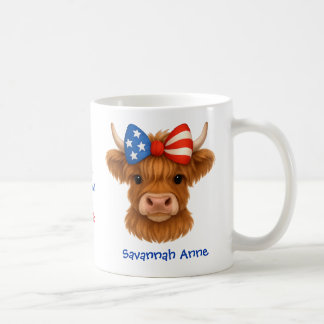 Personalized Patriotic Highland Cow Kaffeetasse