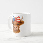 Personalized Patriotic Highland Cow Kaffeetasse (Vorderseite Links)