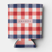 Personalized Patriotic Red, White & Blue Gingham Dosenkühler (Vorderseite)