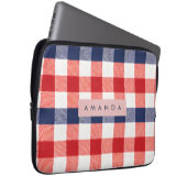 Personalized Patriotic Red, White & Blue Gingham Laptopschutzhülle (Vorne Rechts)