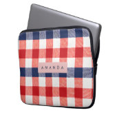 Personalized Patriotic Red, White & Blue Gingham Laptopschutzhülle (Vorderseite Links)