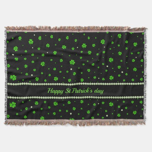 Personalized Pattern of green shamrocks with pearl Decke (Vorderseite)