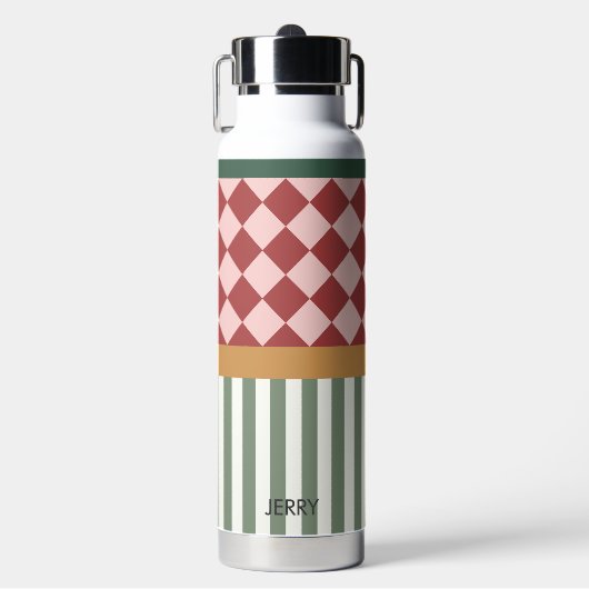 Personalized Pattern Water Bottle with Name Trinkflasche (Vorderseite)