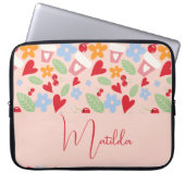 Personalized pattern with hearts, flowers, cherry laptopschutzhülle (Vorderseite)