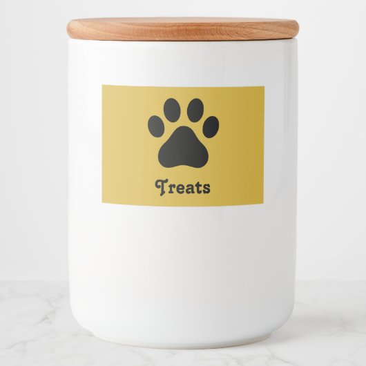 Personalized Paw Print Treats Container Label Lebensmitteletikett (Vorderseite)
