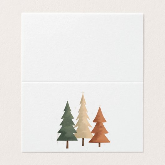 Personalized Peaceful Pines Folded Christmas Card (Außenseite Aufgefaltet)