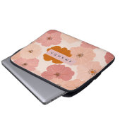 Personalized Peach and Pink Flower Print Laptopschutzhülle (Vorne Knopf)