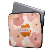 Personalized Peach and Pink Flower Print Laptopschutzhülle (Vorderseite Links)