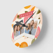 Personalized Peach Pattern Cute Retro Summer Runde Wanduhr (Winkel)