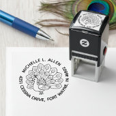 Personalized Peacock Round Return Address Permastempel