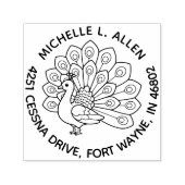 Personalized Peacock Round Return Address Permastempel (Design)