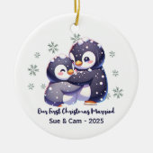 Personalized Penguin Couple Christmas Ornament (Vorne)