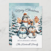 Personalized Penguin Flat Christmas Feiertagskarte (Vorne/Hinten)