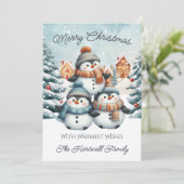 Personalized Penguin Flat Christmas Feiertagskarte (Stehend Vorderseite)