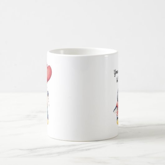 Personalized Penguin Mug With Heart Balloon Kaffeetasse (Mittel)