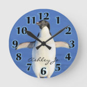 Personalized Penguin Wall Clock Runde Wanduhr (Vorderseite)