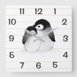 Personalized Penguins Home Decor Wall Clock Quadratische Wanduhr