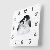 Personalized Penguins Home Decor Wall Clock Quadratische Wanduhr (Winkel)