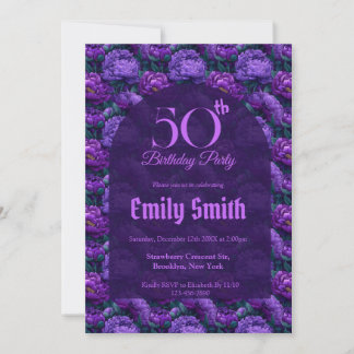 Personalized Peonies Accent 50Th Birthday Einladung