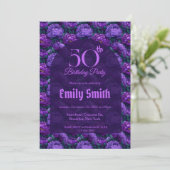 Personalized Peonies Accent 50Th Birthday Einladung (Stehend Vorderseite)