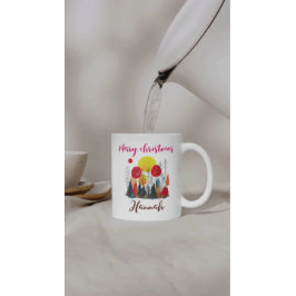 Personalized Peony Botanical christmas Zweifarbige Tasse