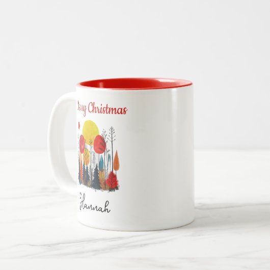 Personalized Peony Botanical christmas Zweifarbige Tasse (Vorderseite Links)