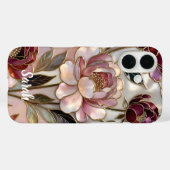 Personalized Peony Phone Case Blush Gold Floral (Rückseite (Horizontal))