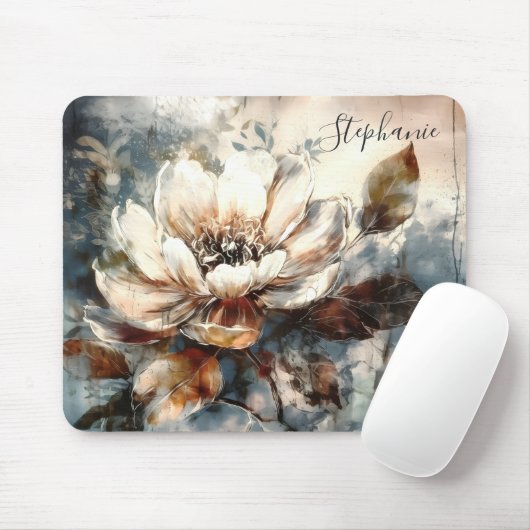 Personalized Peony Watercolor Bloom Art Mousepad (Mit Mouse)