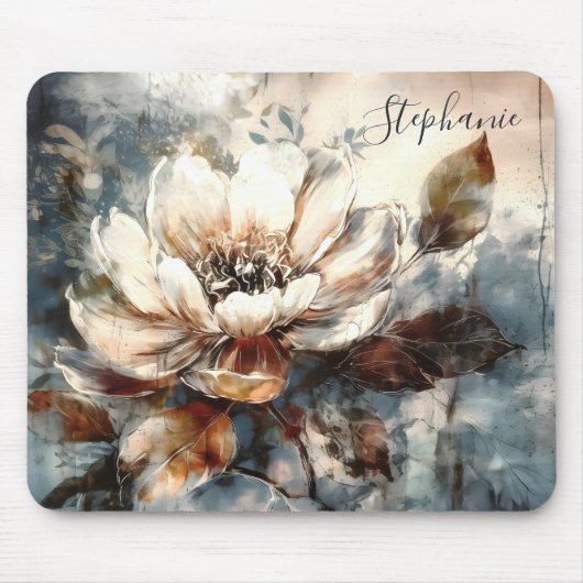 Personalized Peony Watercolor Bloom Art Mousepad (Vorne)