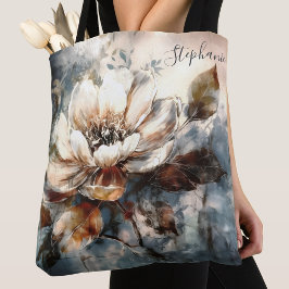 Personalized Peony Watercolor Bloom Art Tasche