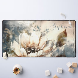 Personalized Peony Watercolor Bloom Schreibtischunterlage