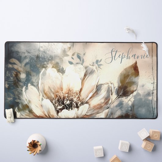 Personalized Peony Watercolor Bloom Schreibtischunterlage