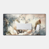 Personalized Peony Watercolor Bloom Schreibtischunterlage (Tastatur & Maus)