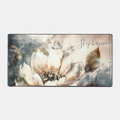 Personalized Peony Watercolor Bloom Schreibtischunterlage (Vorderseite)