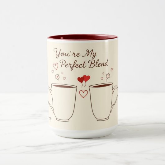 Personalized Perfect Blend Heart Couple Tasse (Zentrum)