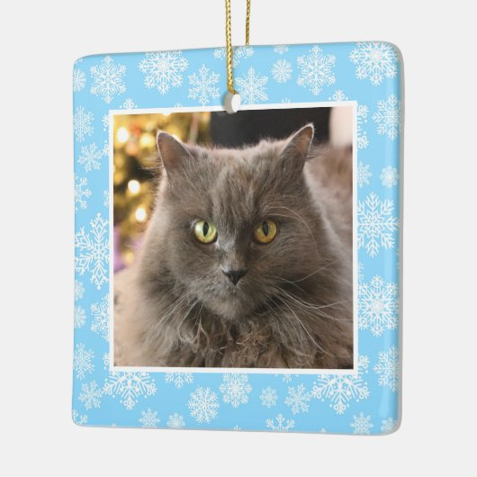 Personalized Pet Cat Dog Blue Snowflake Pattern Keramikornament (Links)