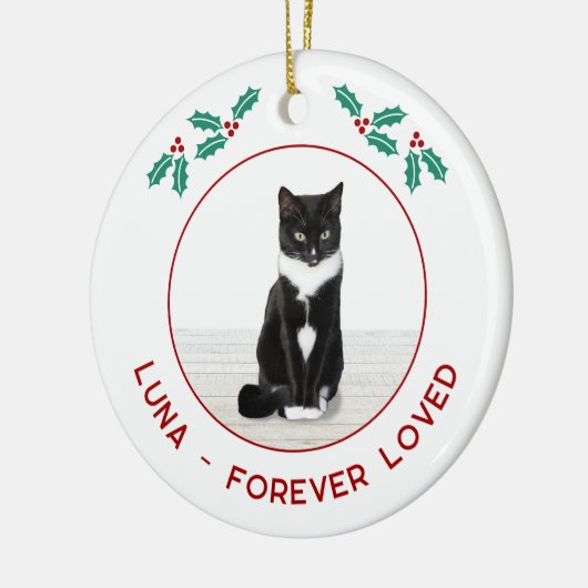Personalized Pet Cat Memorial Christmas Photo Keramik Ornament (Links)