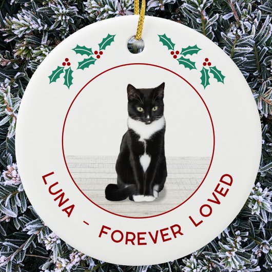Personalized Pet Cat Memorial Christmas Photo Keramik Ornament