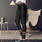 Personalized Pet Cat Mom Name Peach Black Stripes Leggings