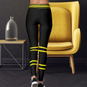 Personalized Pet Cat Mom Name Yellow Black Striped Leggings