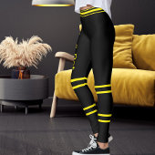 Personalized Pet Cat Mom Name Yellow Black Striped Leggings