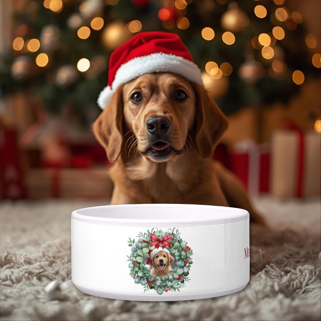 Personalized Pet Christmas Bowl with Wreath & Name Napf (Von Creator hochgeladen)