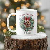 Personalized Pet Christmas Mug with Wreath & Name Kaffeetasse