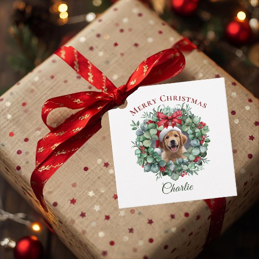 Personalized Pet Christmas with Wreath & Name Geschenkanhänger