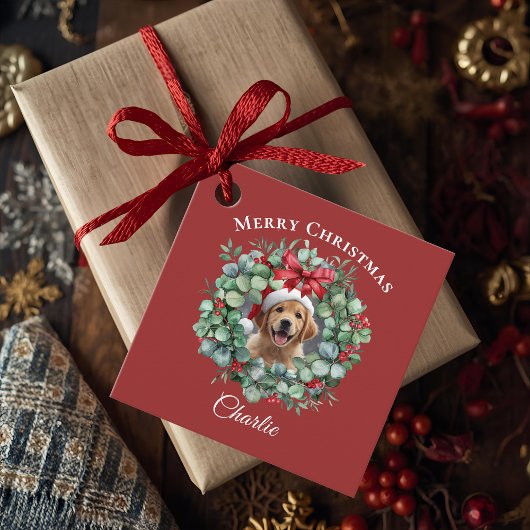 Personalized Pet Christmas with Wreath & Name Geschenkanhänger