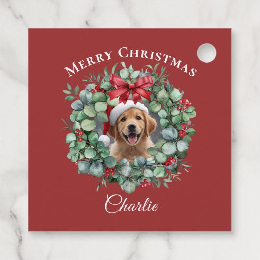 Personalized Pet Christmas with Wreath & Name Geschenkanhänger (Rückseite)