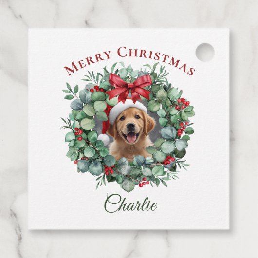 Personalized Pet Christmas with Wreath & Name Geschenkanhänger (Rückseite)