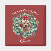 Personalized Pet Christmas with Wreath & Name Magnet (Vorne)
