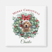 Personalized Pet Christmas with Wreath & Name Magnet (Vorne)