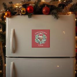 Personalized Pet Christmas with Wreath & Name Magnet